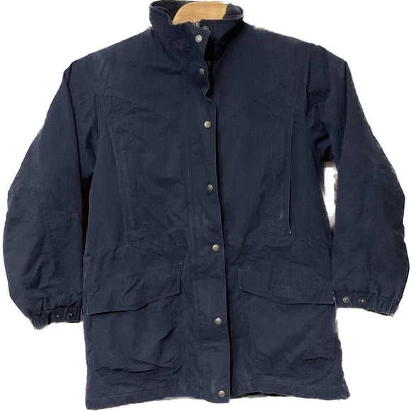 VTG 90s L.L.‎ Bean Women Baxter State Parka Jacket Navy Zip Medium Cotton Blend - Picture 1 of 3